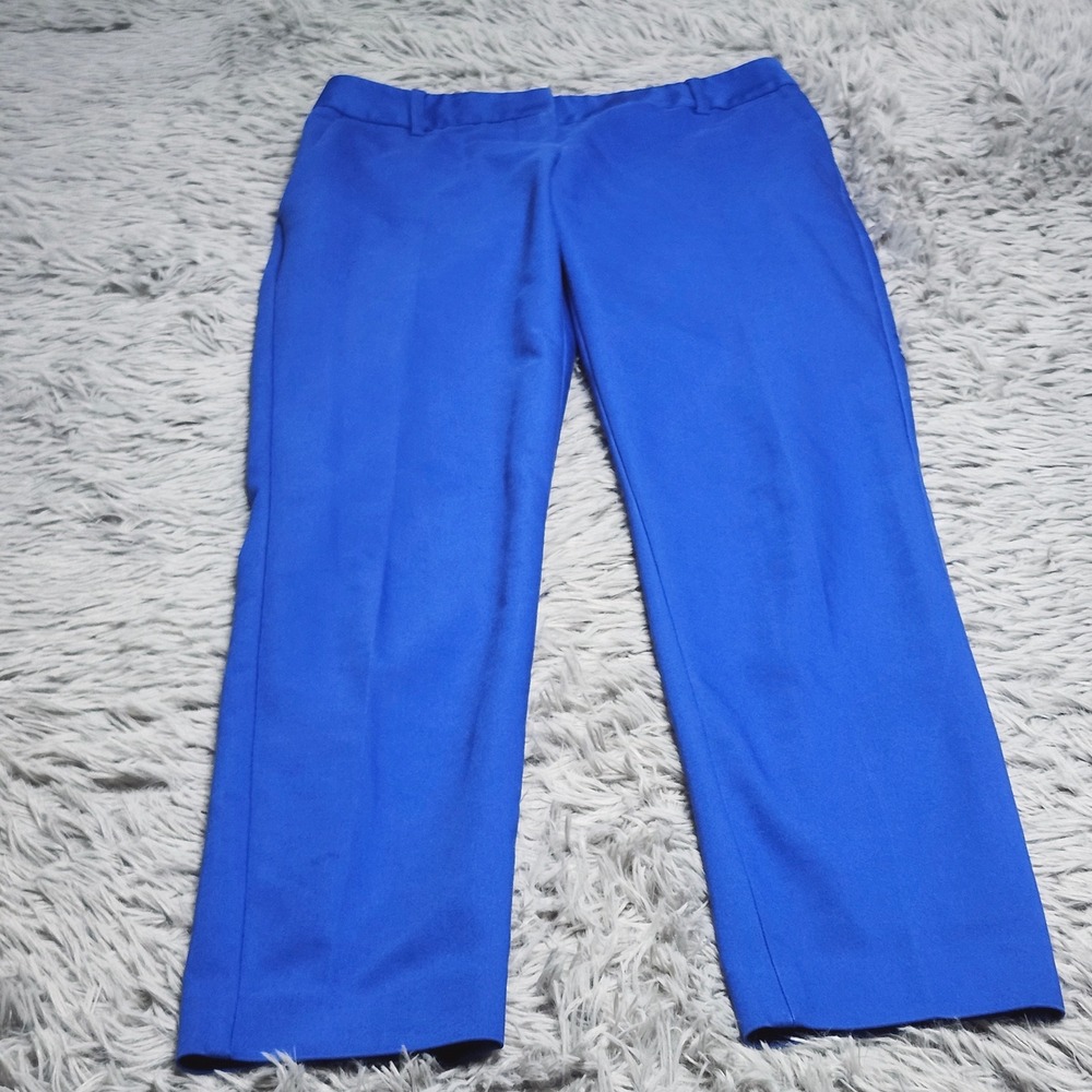Express Columnist Pants Womens 00R Blue Straight Cropped Polyester Cotton Blend‎